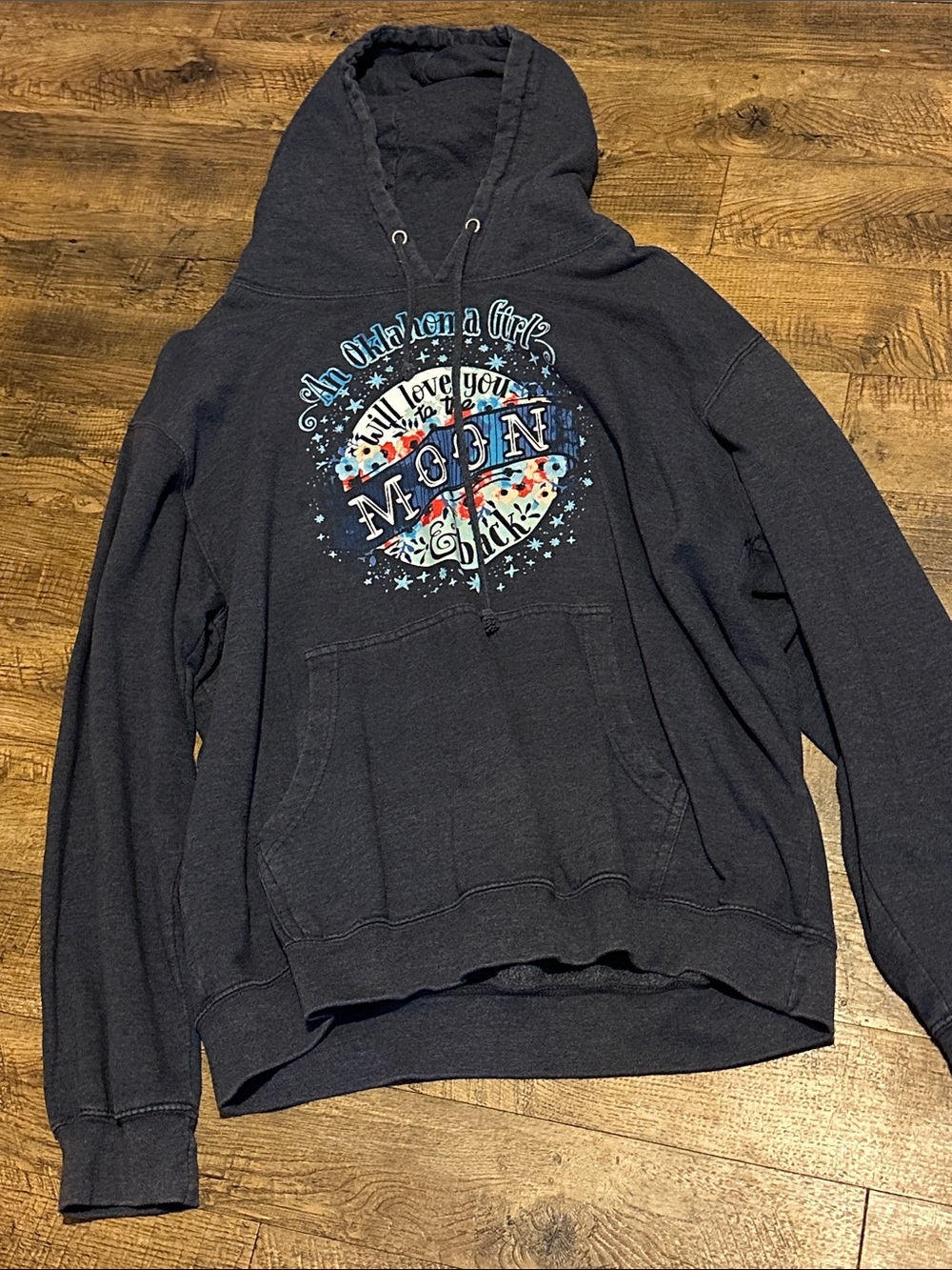 Women’s Black Graphic Pullover Hoodie - Moon Heart Design